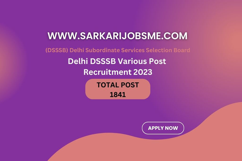 DSSSB Recruitment 2023 | Delhi DSSSB Various Post Online Form 2023